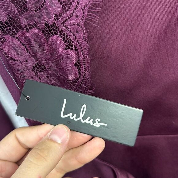 Lulus Women's Felicity Burgundy Backless Lace Mini Skater Dress Small NWT - Picture 5 of 9